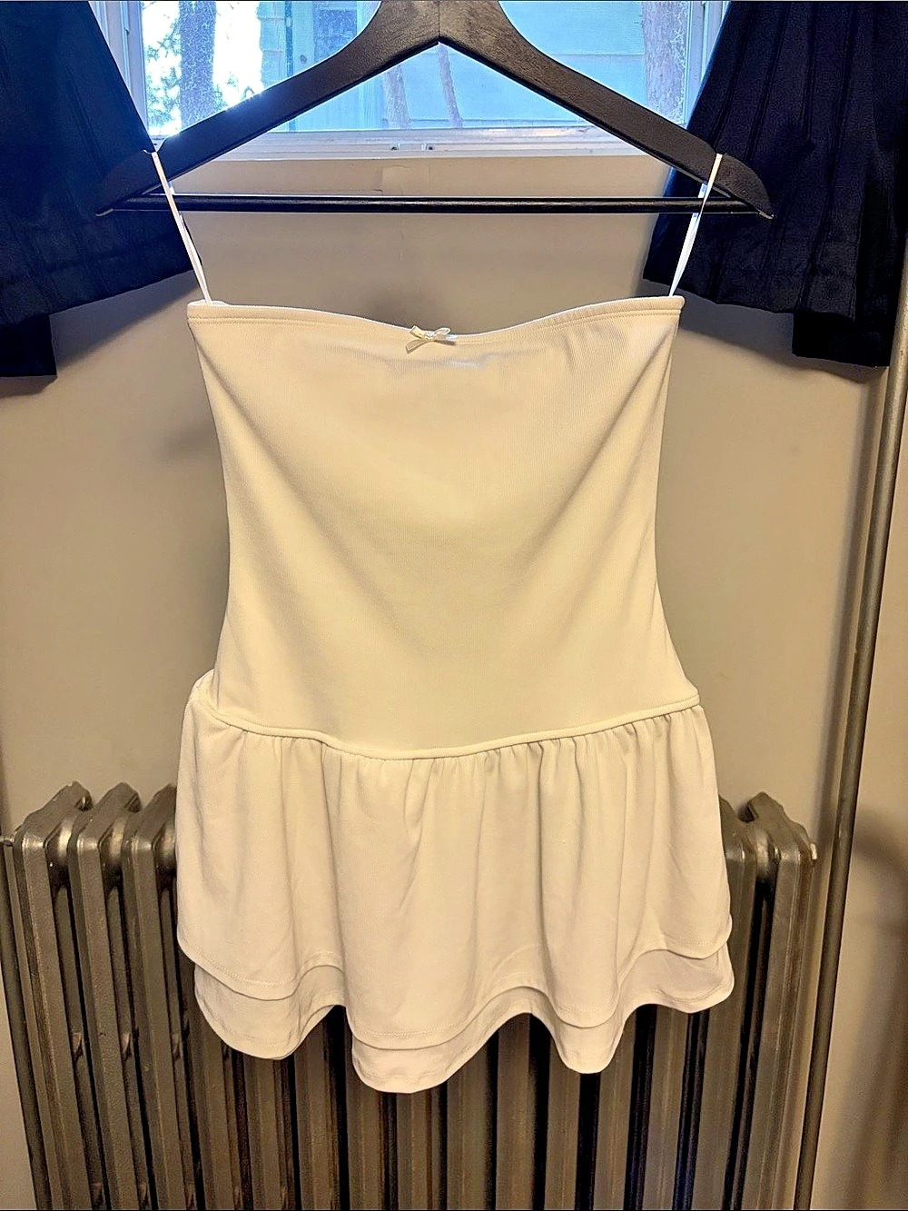 Fashion Nova Mini Layered Hem Dress in White Size Medium Like New